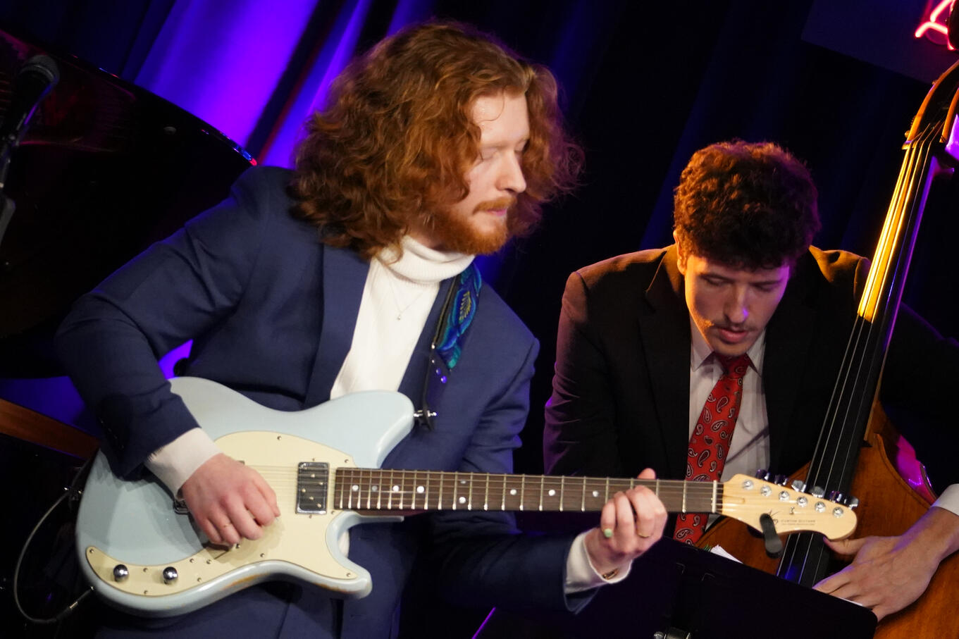 Noah Hogan at the Blue LLama Jazz Club (left to right: Noah Hogan, Jack Nissen). Photo by Loryn Hawley
